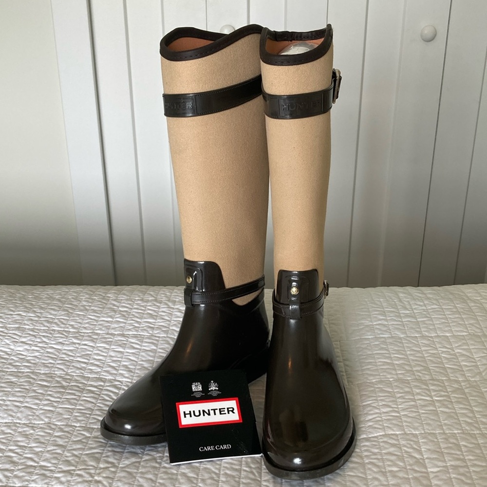 MOVING SALE!! HUNTER Chancery Brown & Cream Riding Boot Wellies, 7